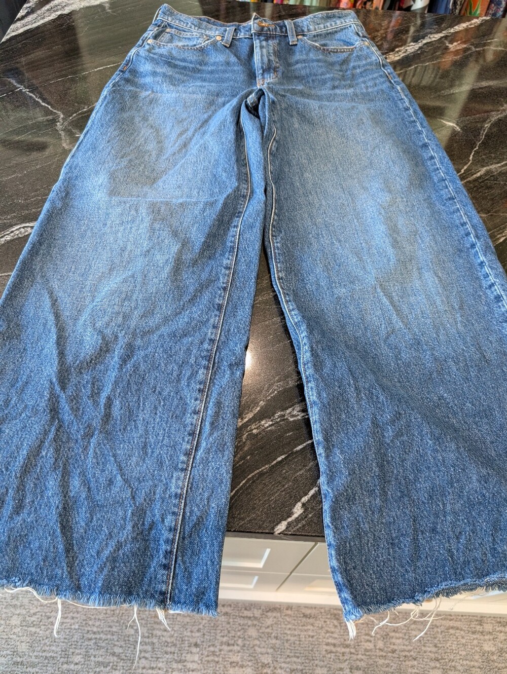 Womens Madewell Blue Wide-Leg Jeans